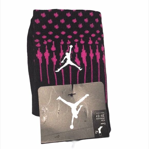 Michael’s Jordan Crew Socks 2 Pairs Pink Black - Picture 3 of 5